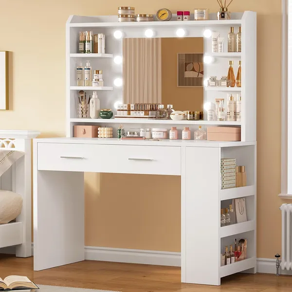FIONESO 31.5″ Makeup Vanity, 1 Drawer — White